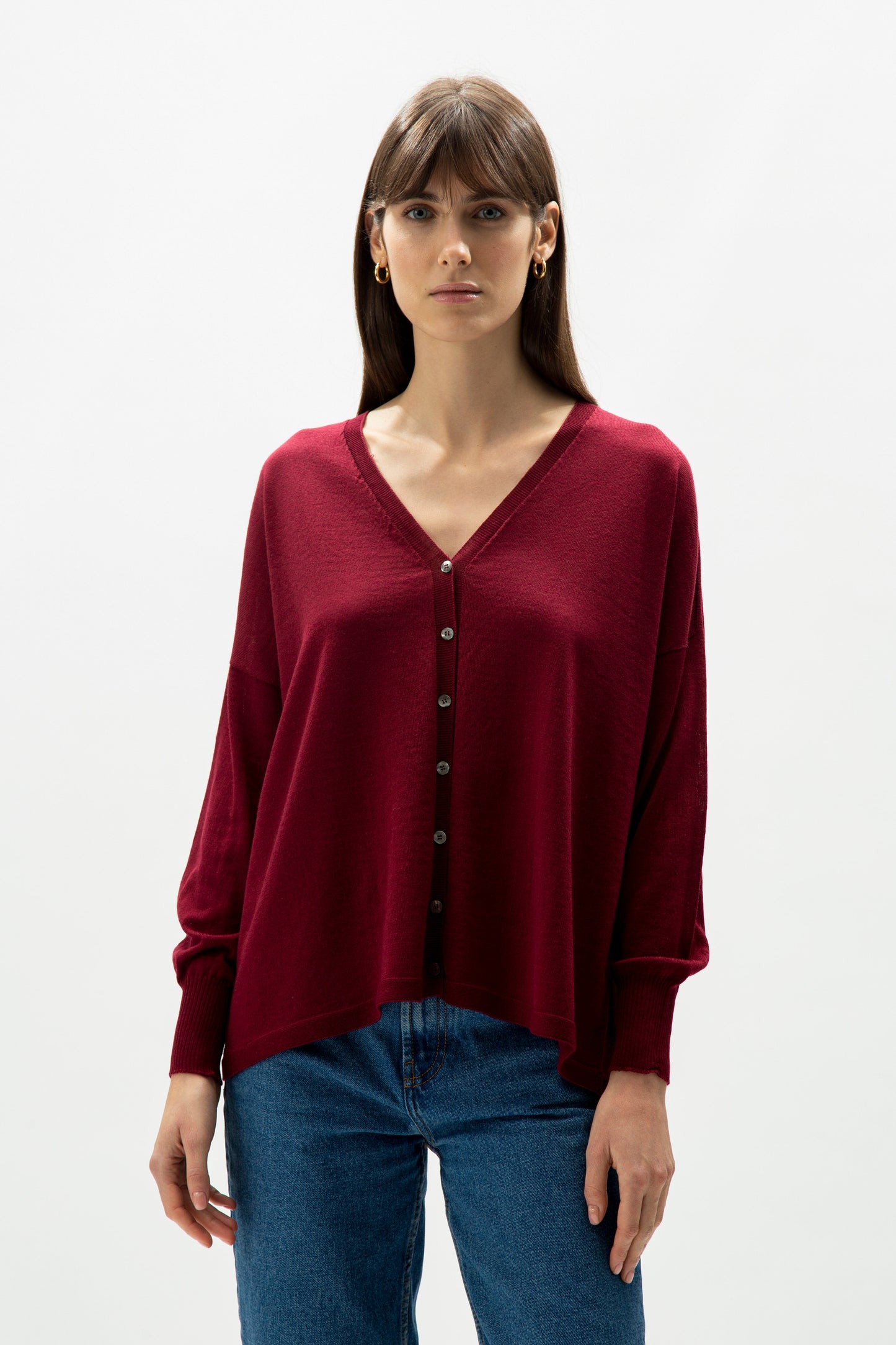 Extra Fine Merino Wool Oversized V-Neck Cardigan
(3D-Knit)