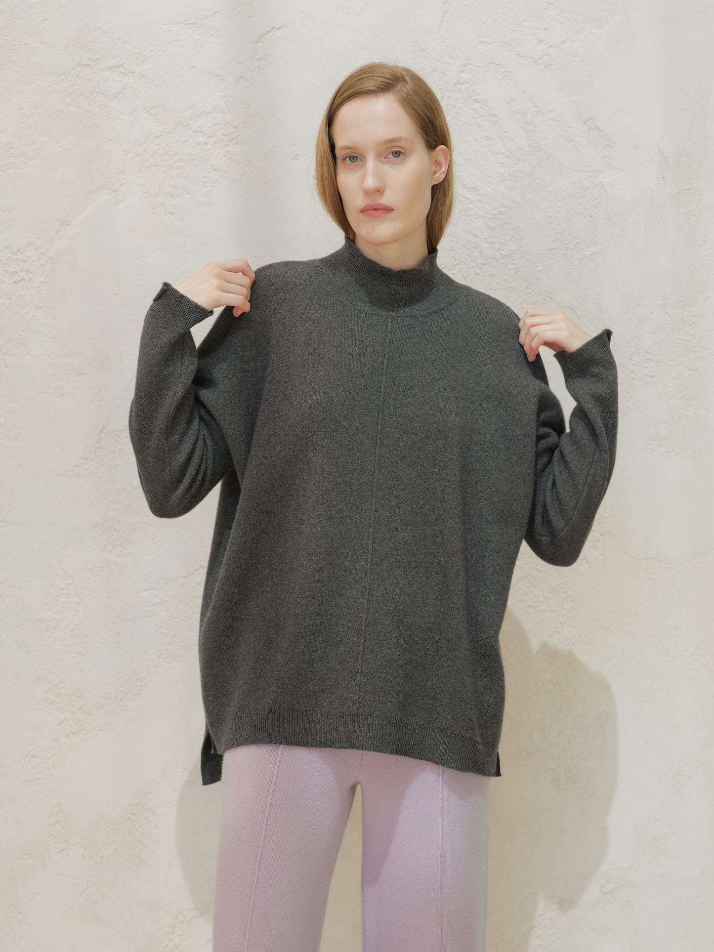 Cashmere Mix Solid Maxi Turtleneck Sweater