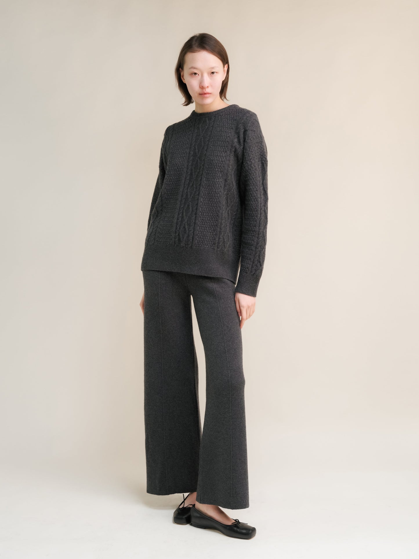 Cashmere Mix Fisherman Crewneck Sweater