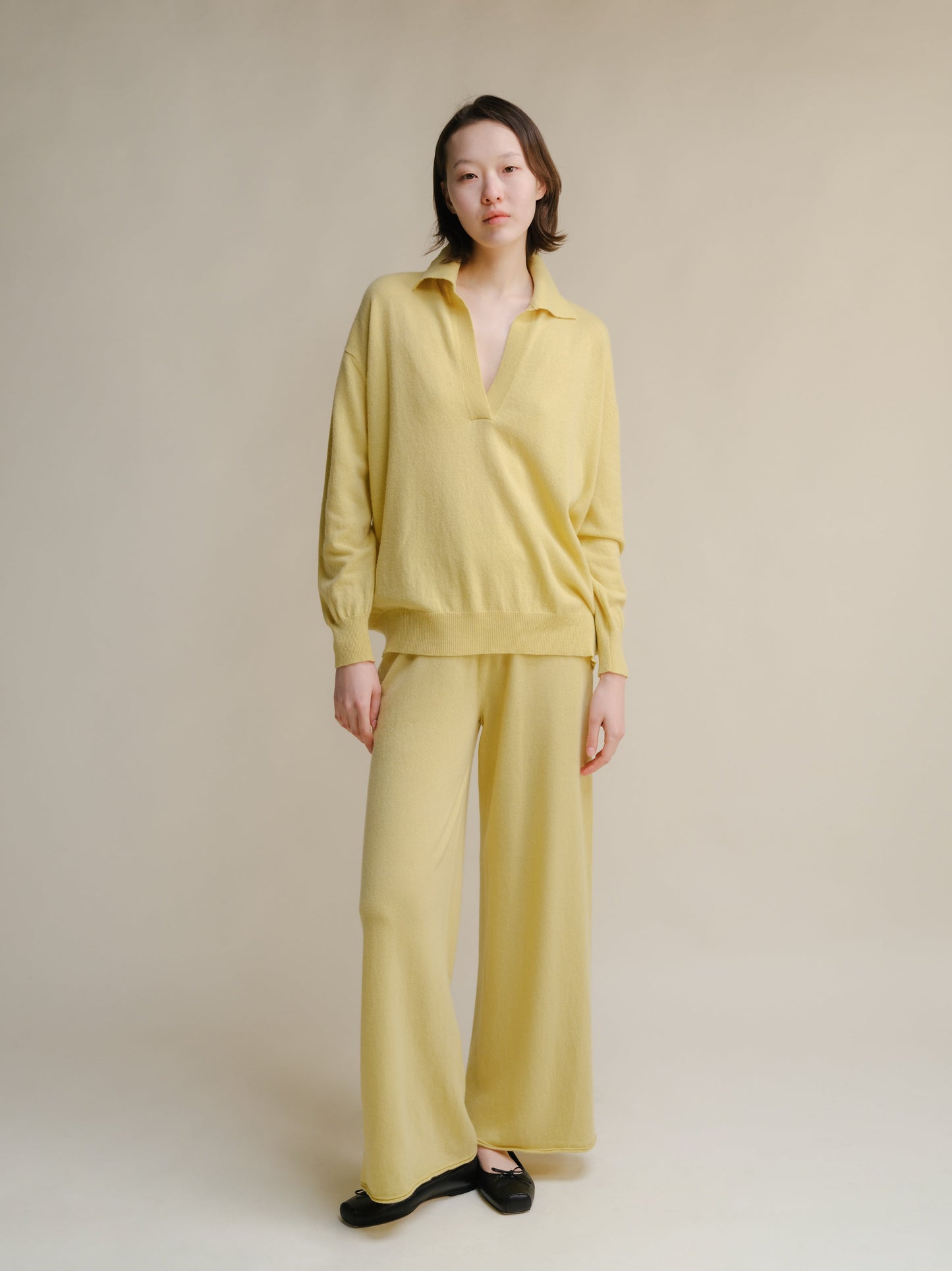 Cashmere Mix Wide Legged Light Pants (3D-Knit)