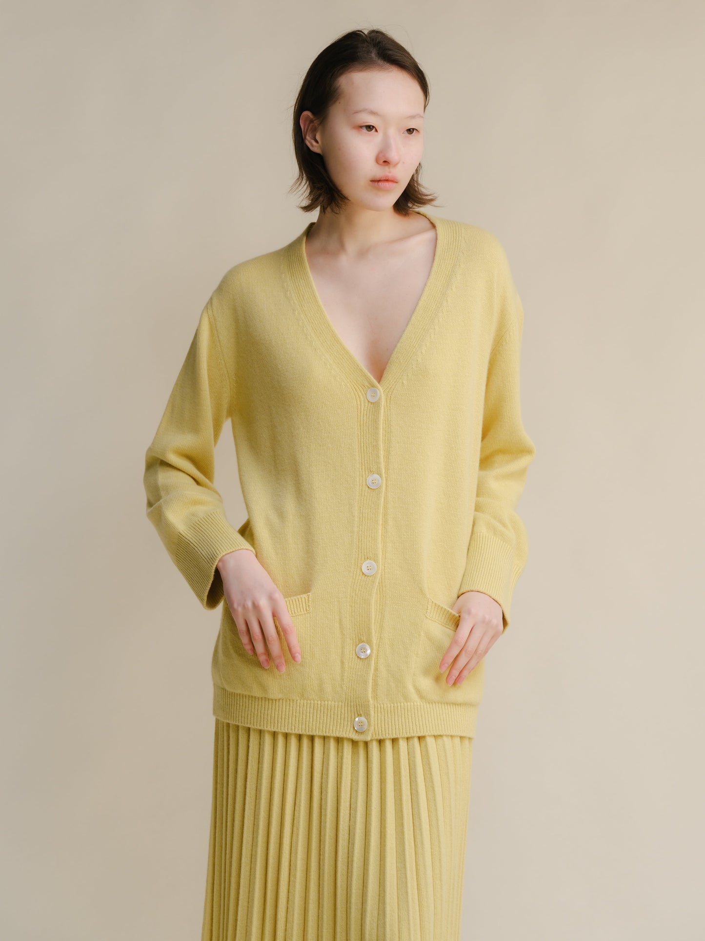 Cashmere Mix V Neck Maxi Cardigan