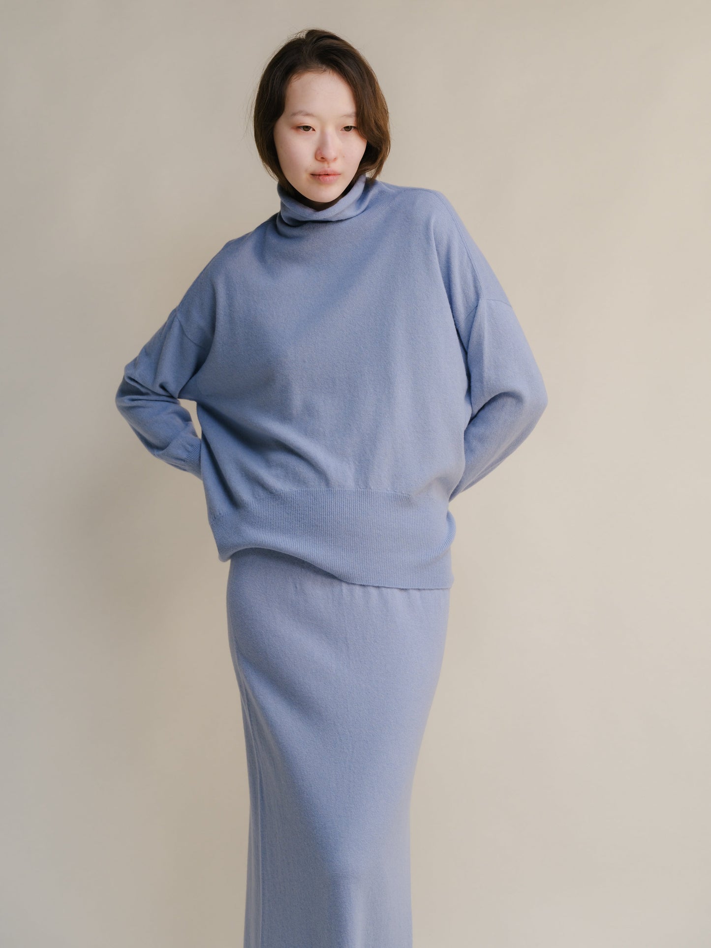 Cashmere Mix Maxi Turtleneck Sweater (3D-Knit)