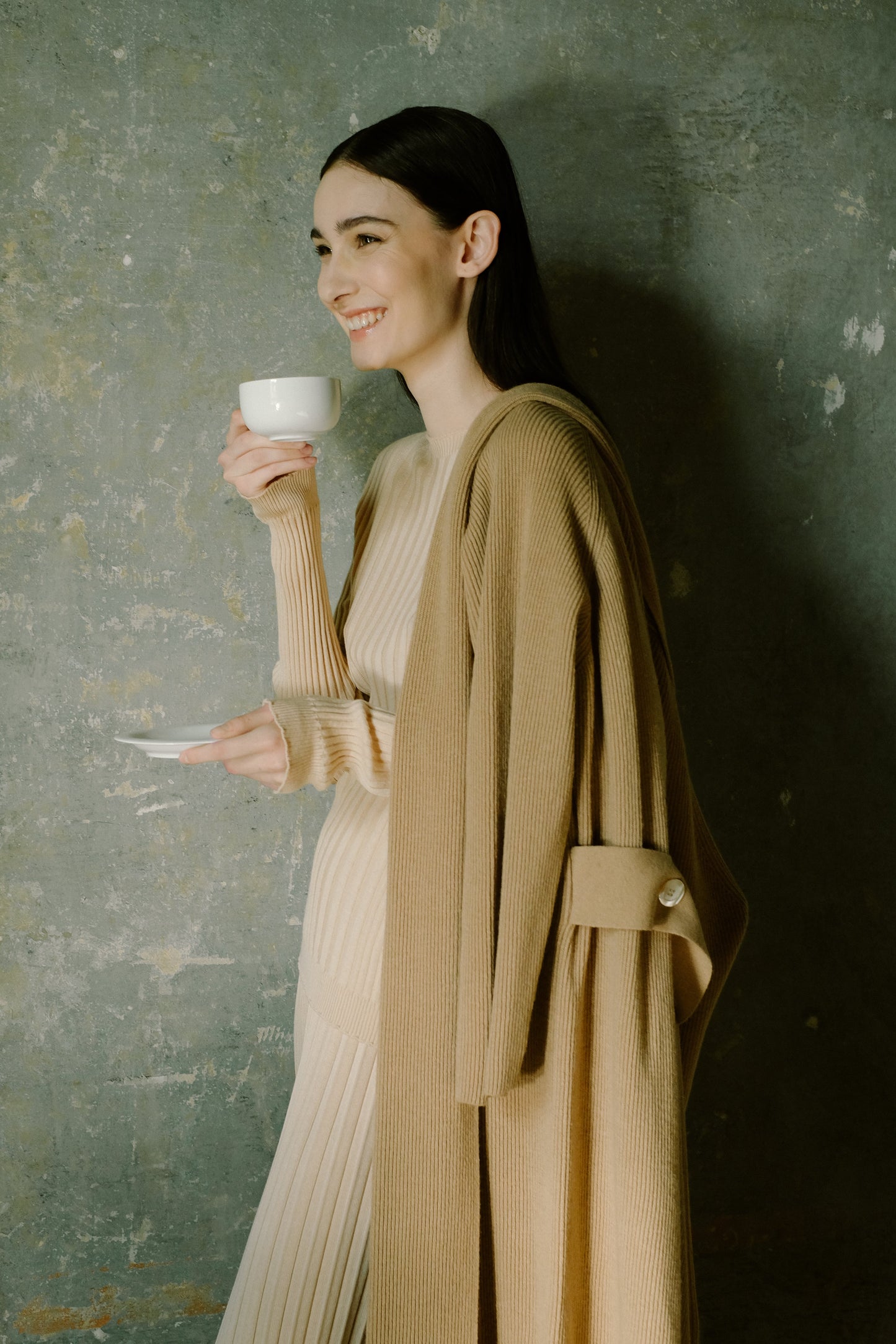 Cashmere Mix Shawl-Collar Maxi Cardigan