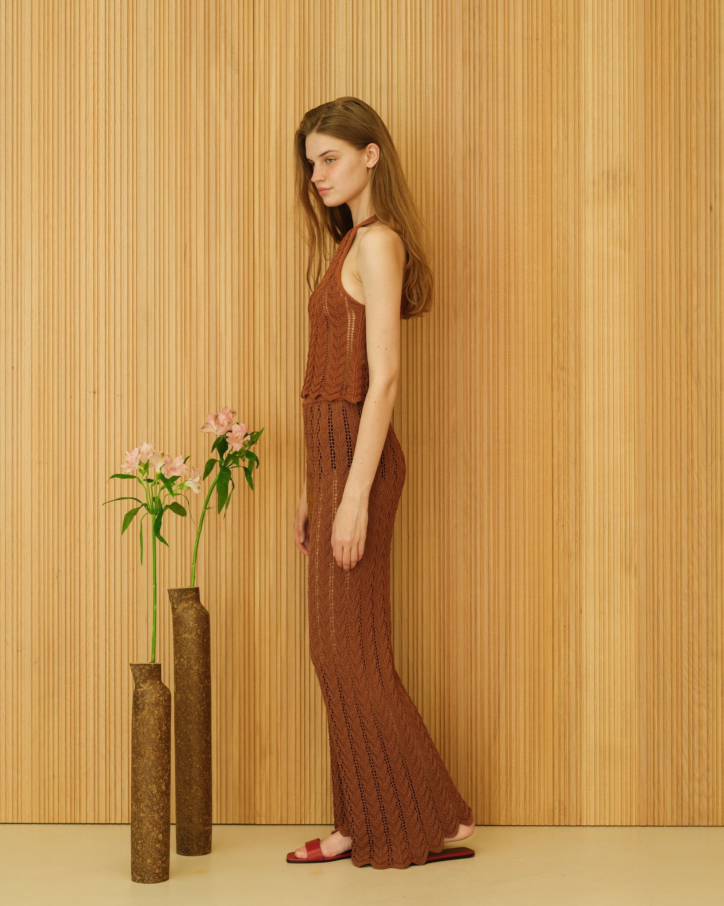 Fine Cotton Crochet Zig Zag Halter Top