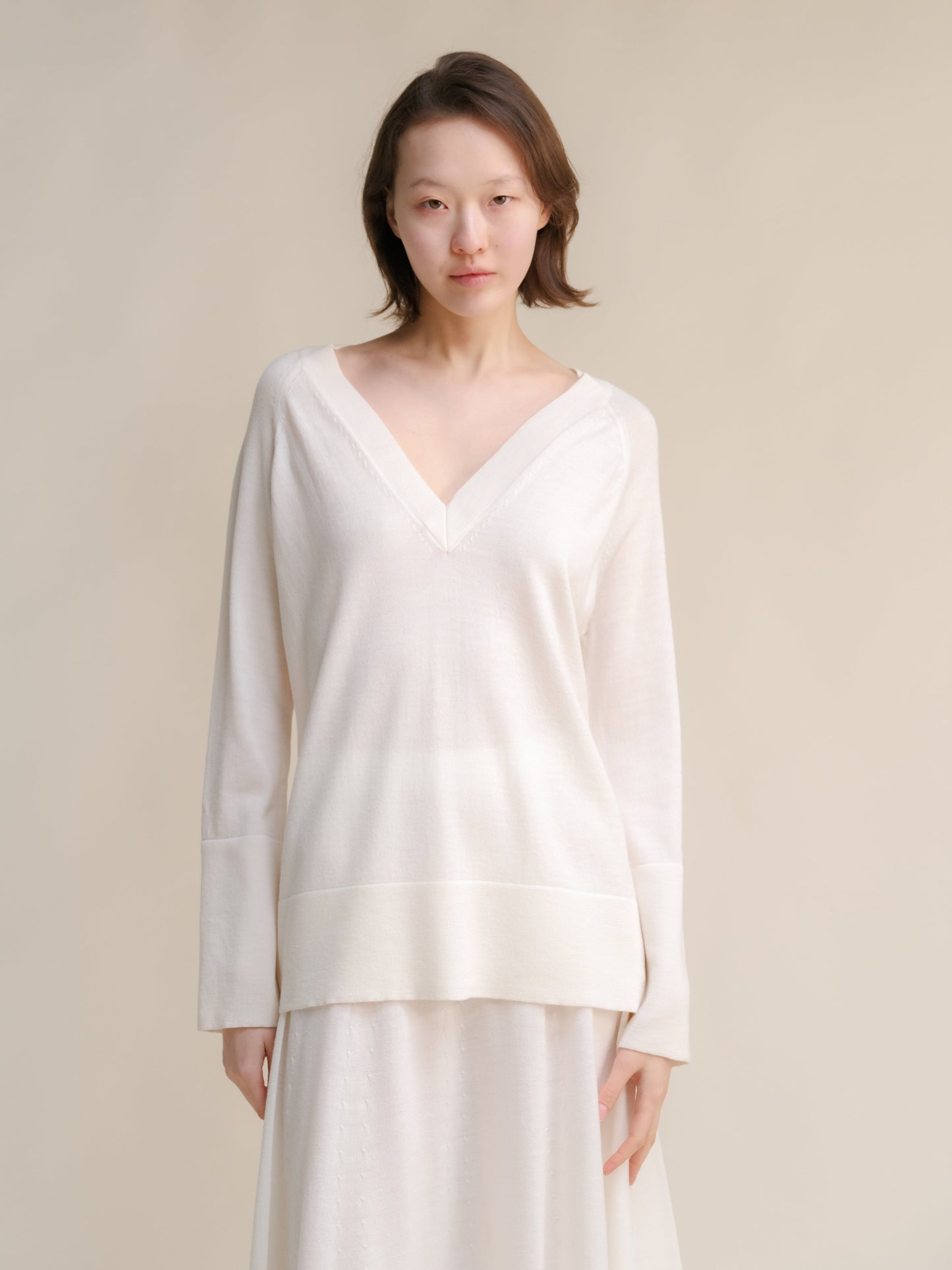 Extra Fine Merino V Neck Maxi Sweater