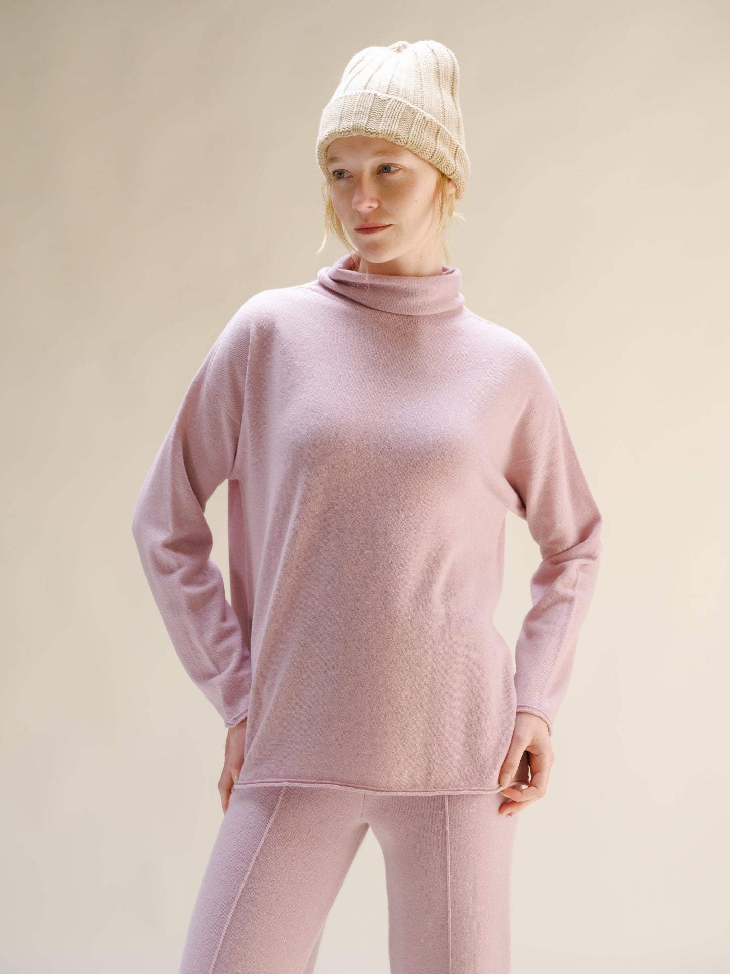 Cashmere Mix Ribbed Beanie