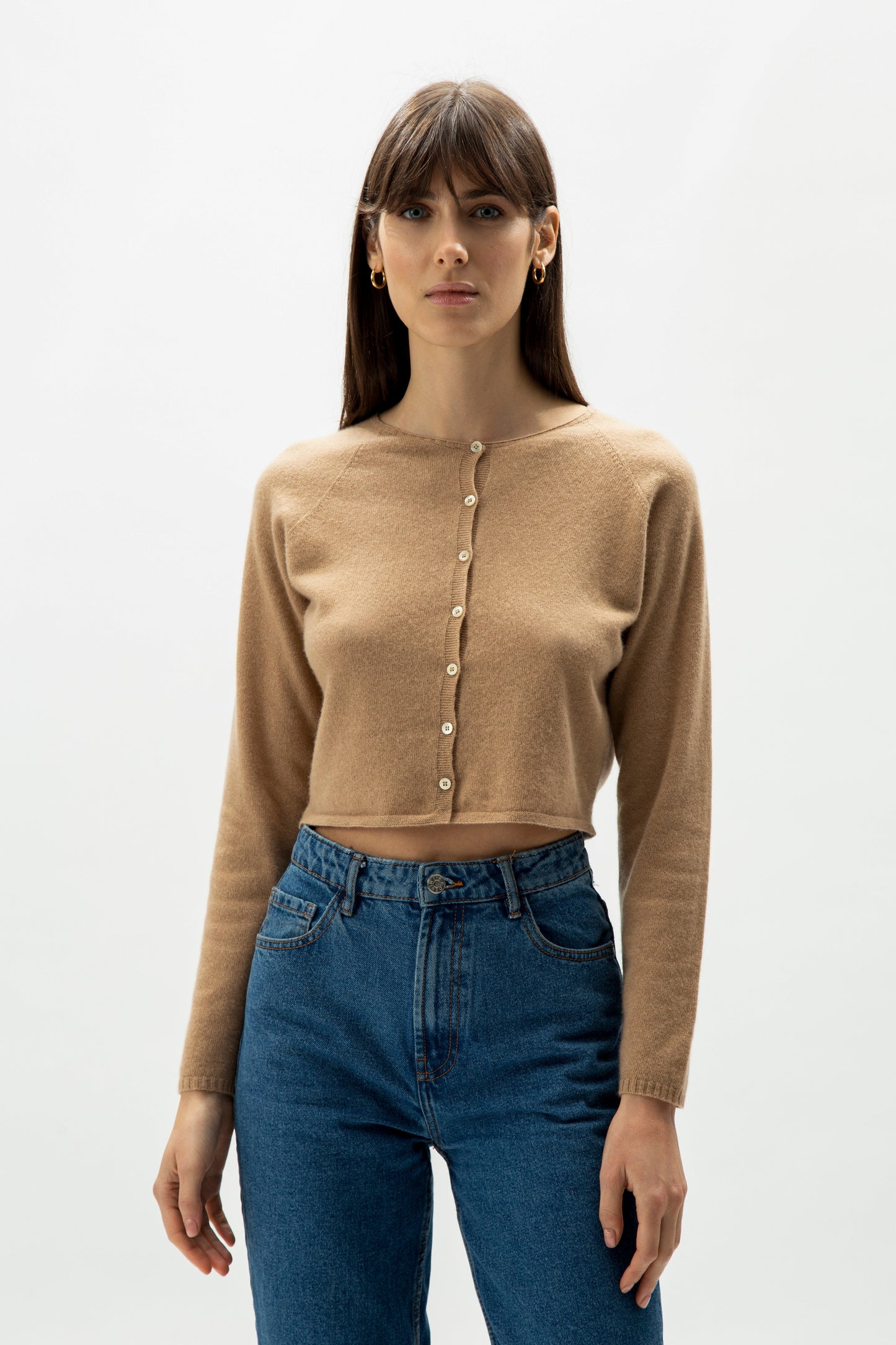 Cashmere Mix Cropped Cardigan (3D-Knit)