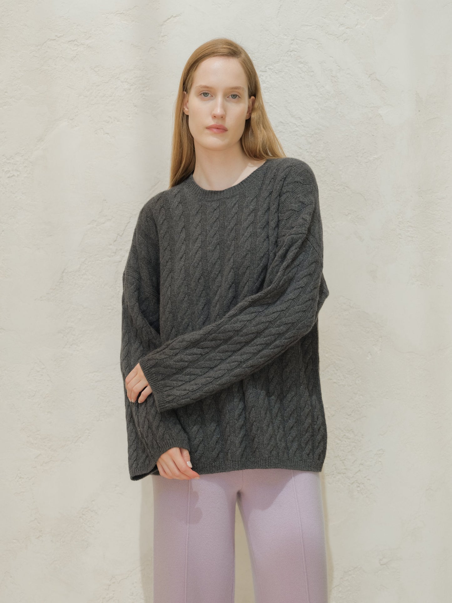 Maxi Cable-Knit Sweater in Cashmere Mix