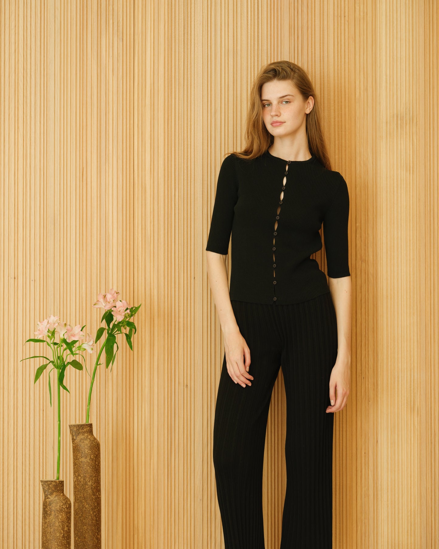 Fine Cotton Ribbed Cardigan