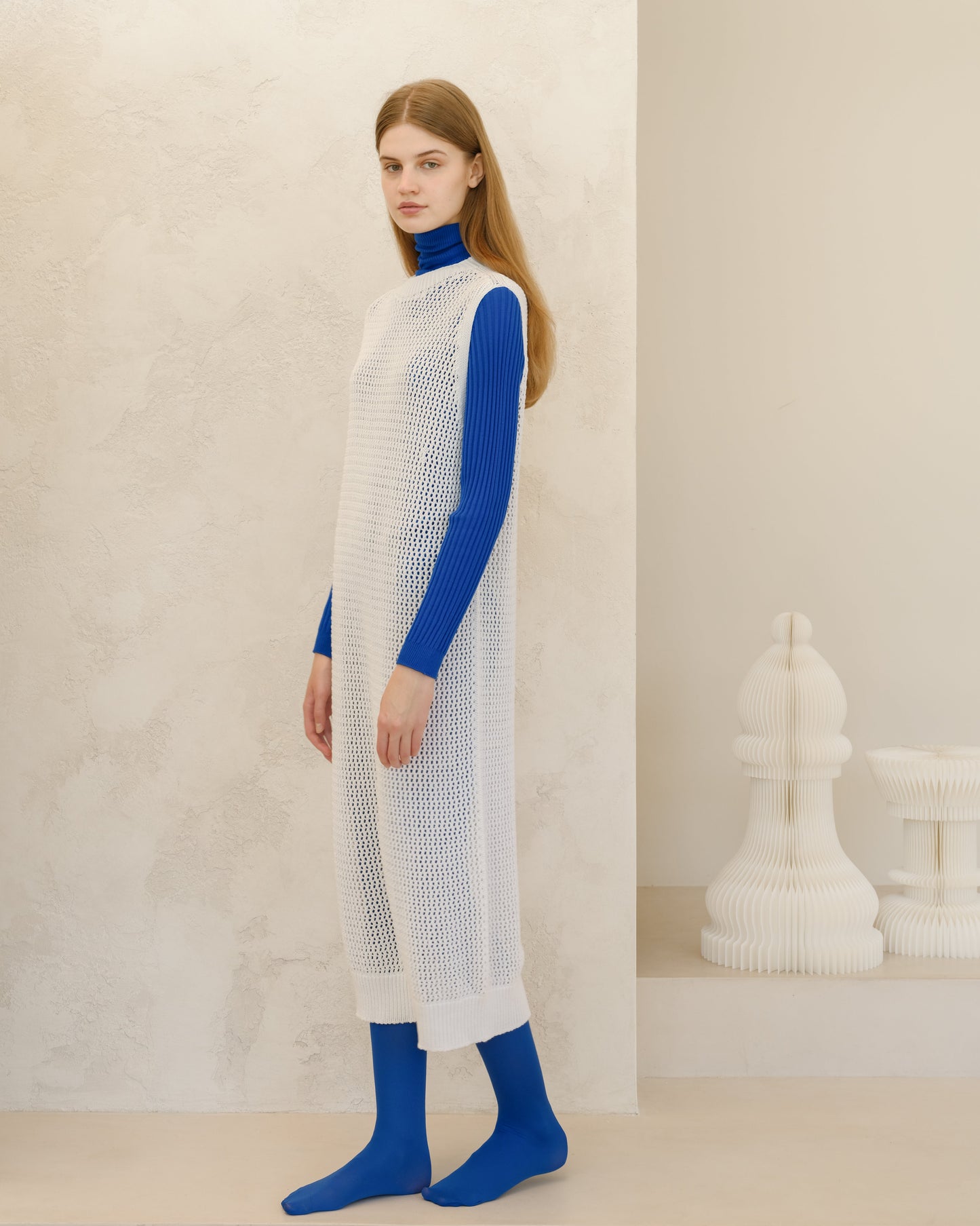 Fine Cotton Sleeveless Crochet Dress (3D-Knit)