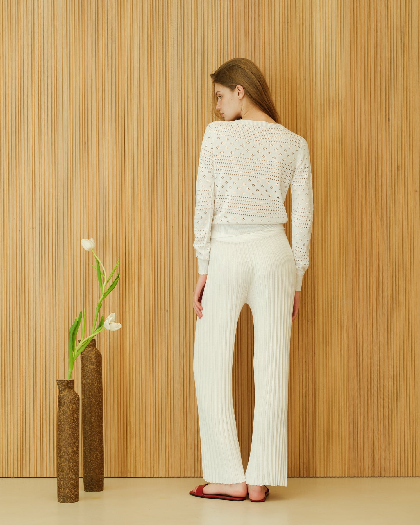 Fine Cotton Pointelle Sweater (3D-Knit)